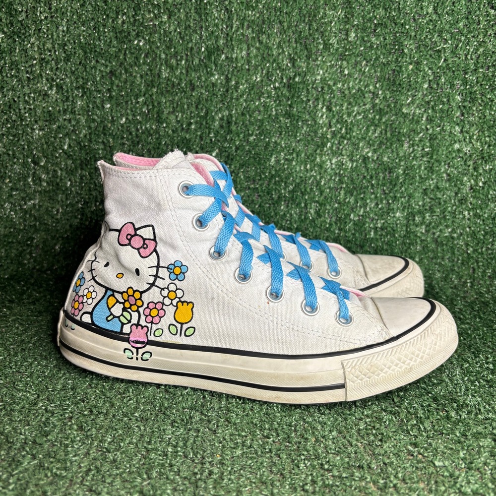 Converse Chuck Taylor Hello Kitty Flowers High Top Sneaker White Womens Size 7.5